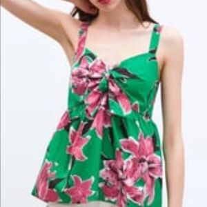 NWT Zara Floral Printed Top Size M